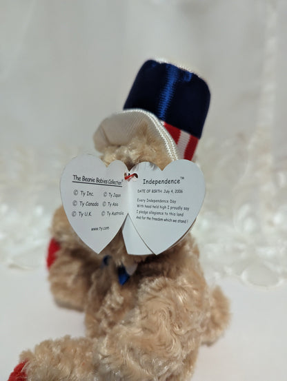 Ty Beanie Baby - Independence The Bear (7In) Near Mint - Vintage Beanies Canada