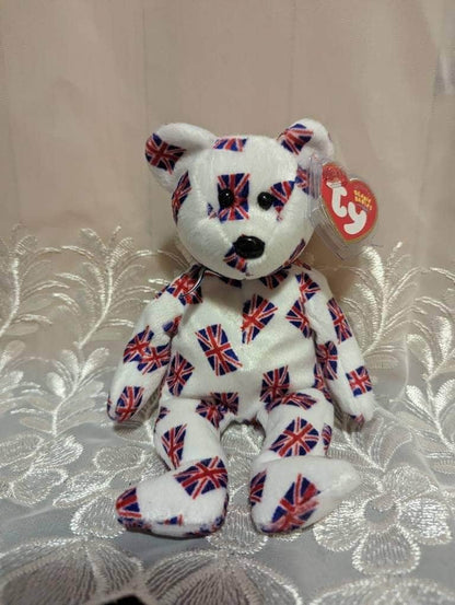 Ty Beanie Baby - Jack The Bear - Choose From Flag Nose Or Black Nose Bear (8.5in) *UK exclusive* - Vintage Beanies Canada