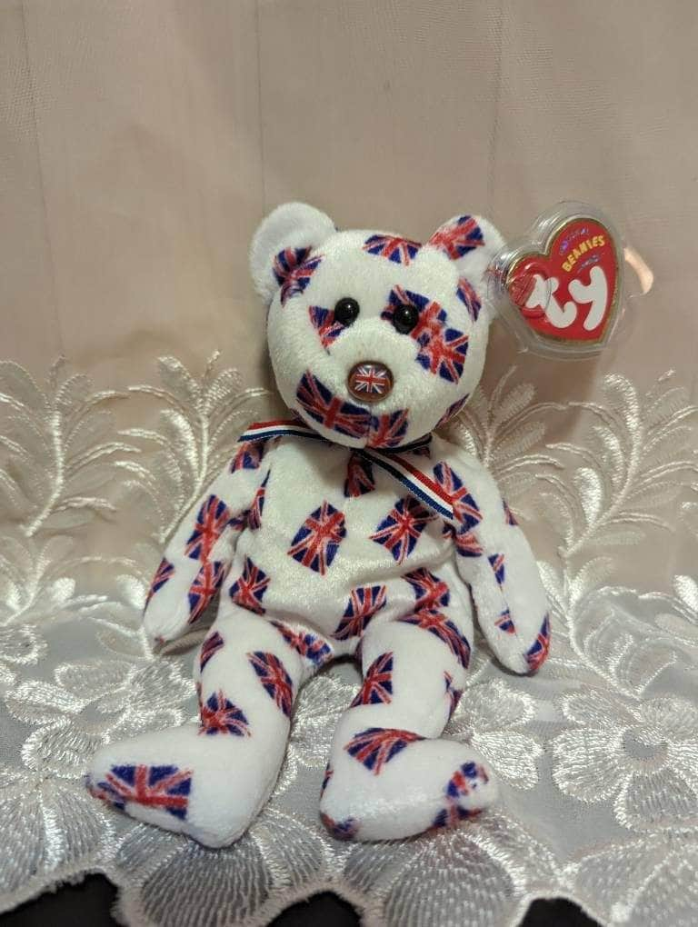 Ty Beanie Baby - Jack The Bear - Choose From Flag Nose Or Black Nose Bear (8.5in) *UK exclusive* - Vintage Beanies Canada