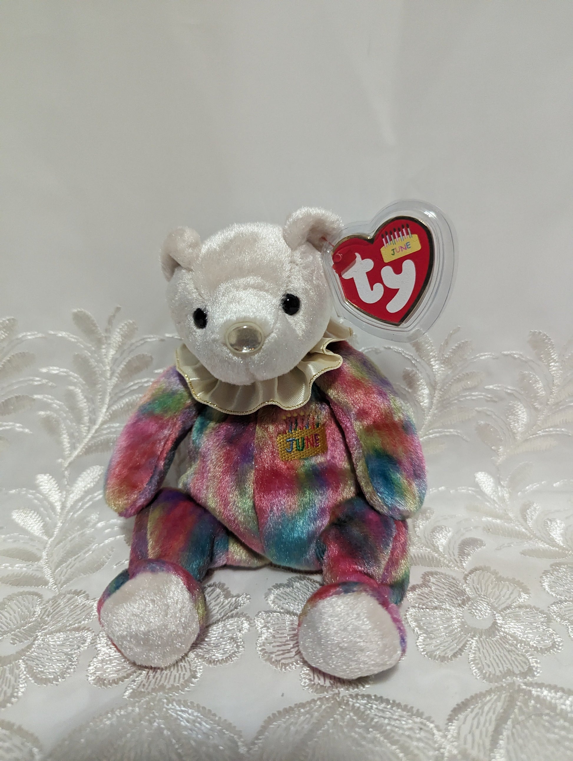 Ty Beanie Baby - June The Birthday Clown Bear (6in) - Vintage Beanies Canada