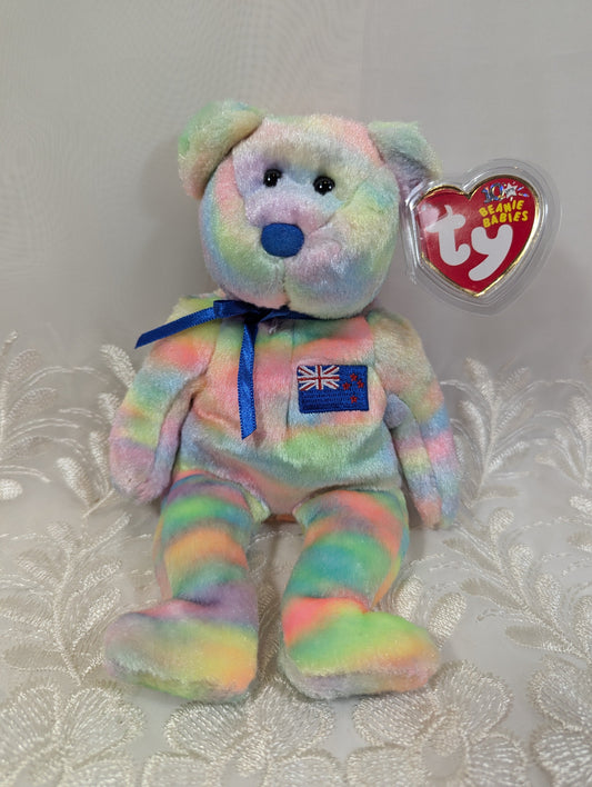 Ty Beanie Baby - Kiwiana The Multi - colored Bear - New Zealand Exclusive Asia - Pacific Collection (8.5in) - Vintage Beanies Canada