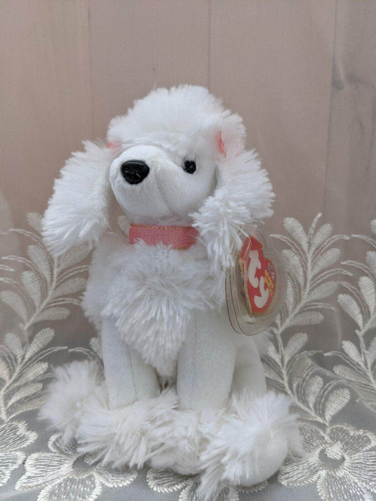 TY Beanie Baby - L'amore White Show Poodle Pink Ribbon Dog (6in) - Vintage Beanies Canada