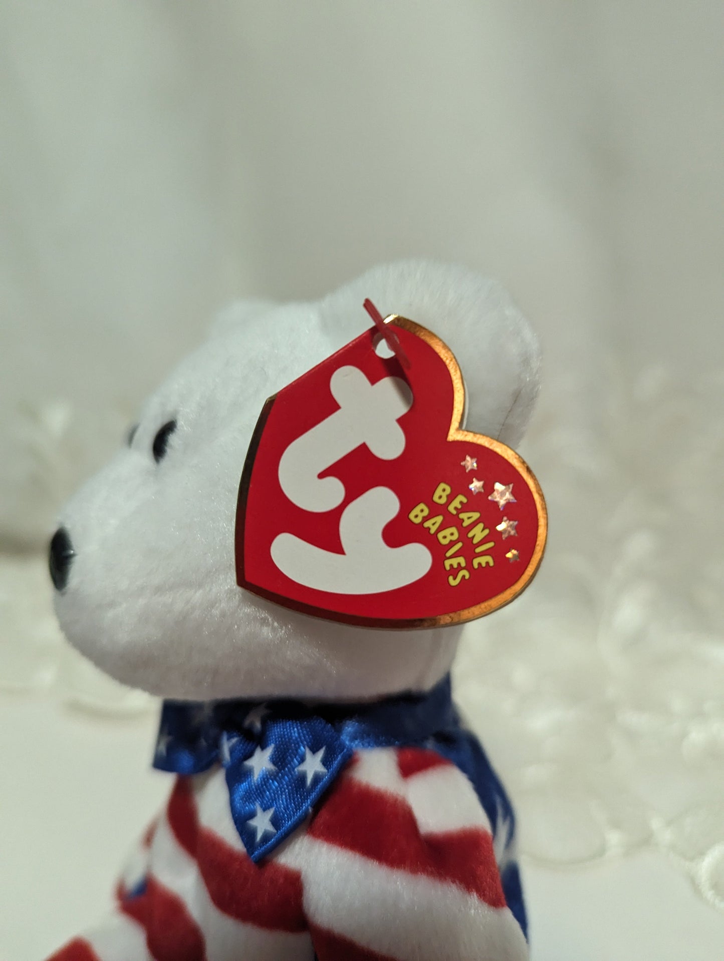 Ty Beanie Baby - Liberty the bear (8.5in) White Face Version - Vintage Beanies Canada
