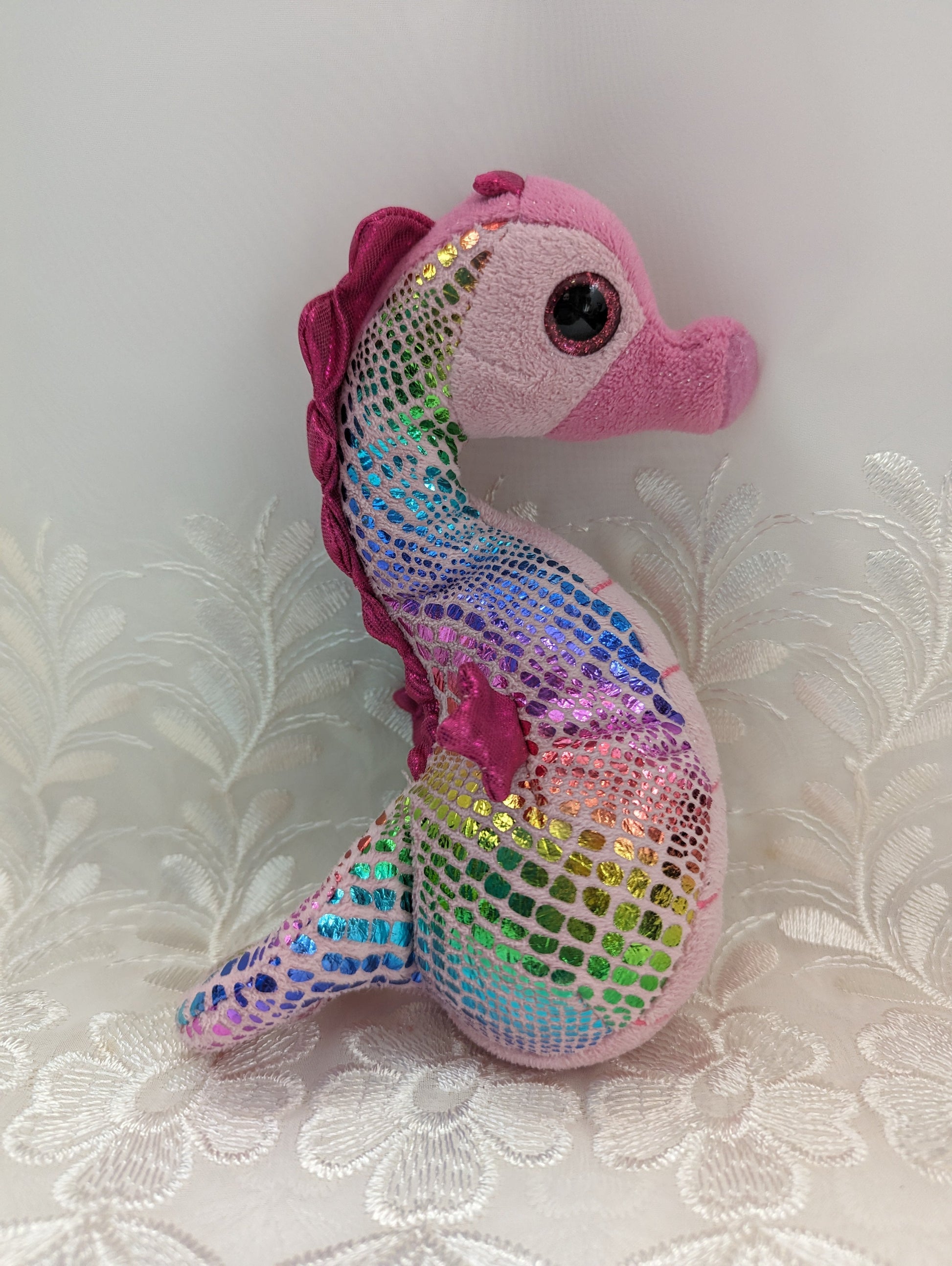 Ty Beanie Baby - Majestic The Seahorse (6in) Metallic Print - No Hang Tag - Vintage Beanies Canada