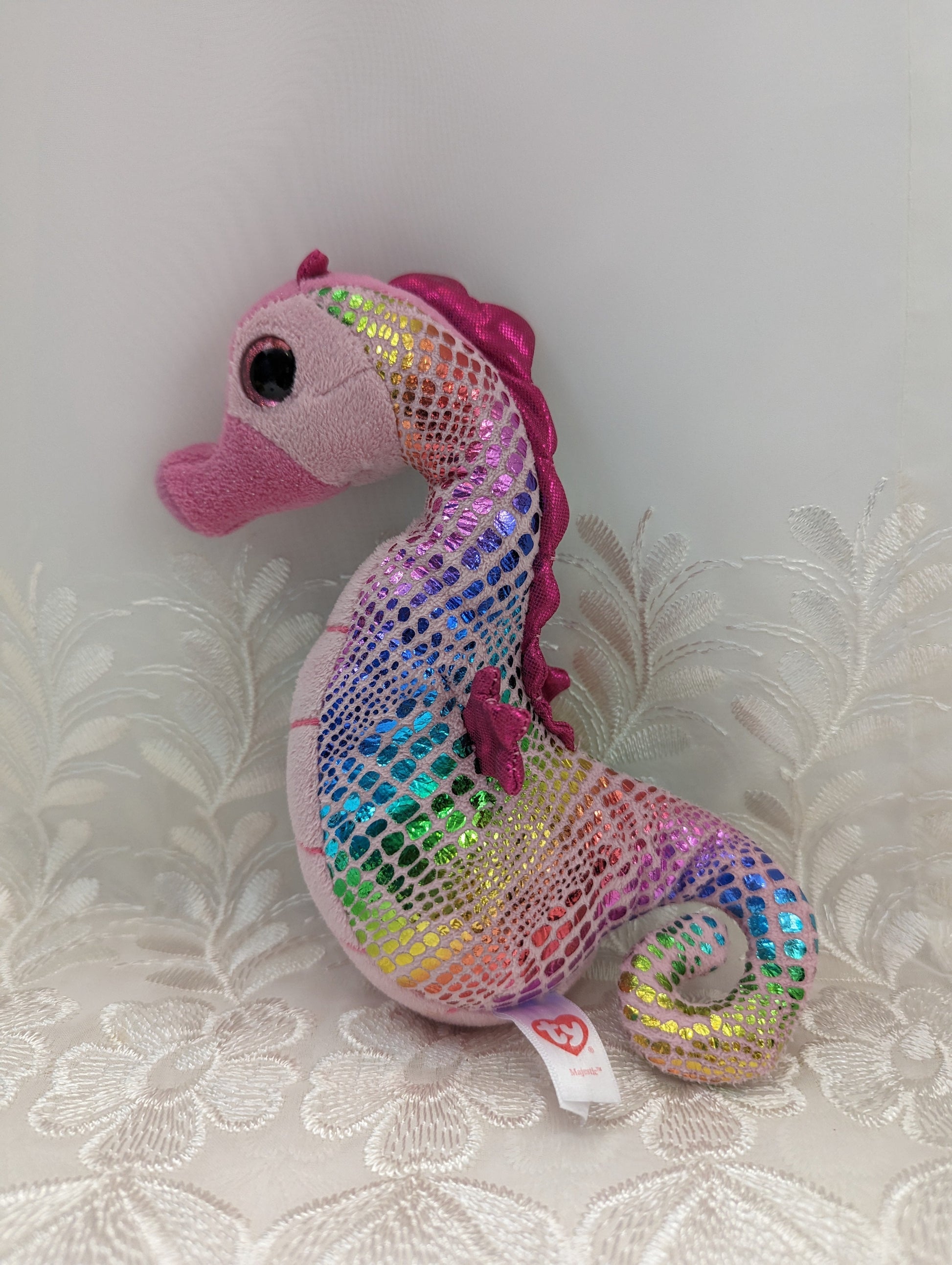 Ty Beanie Baby - Majestic The Seahorse (6in) Metallic Print - No Hang Tag - Vintage Beanies Canada