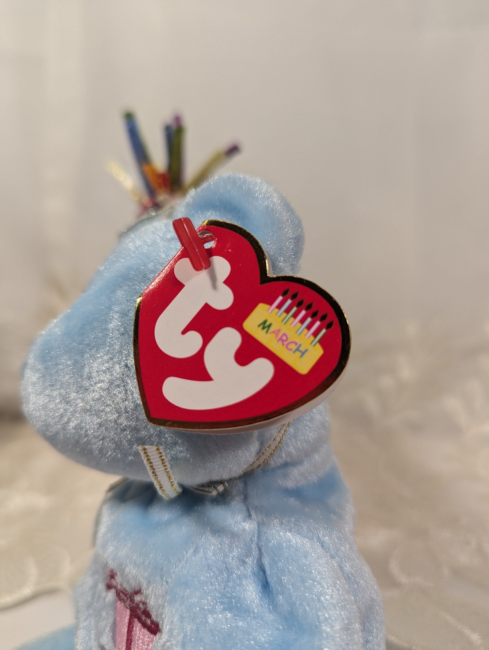 Ty Beanie Baby - March the Birthday Bear Wearing Party Hat (9 in) - Vintage Beanies Canada