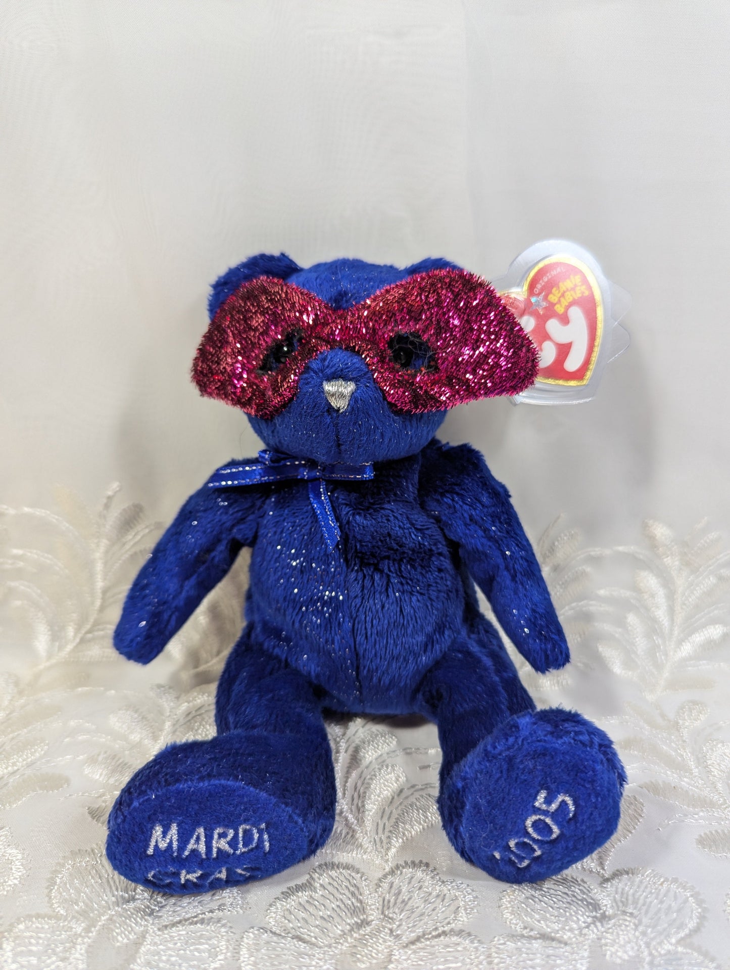 Ty Beanie Baby - Mardi gras the blue bear (6in) - Vintage Beanies Canada