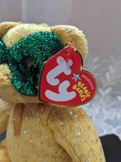 Ty Beanie Baby - Masque The Yellow Mardi Gras Bear (6in) - Vintage Beanies Canada