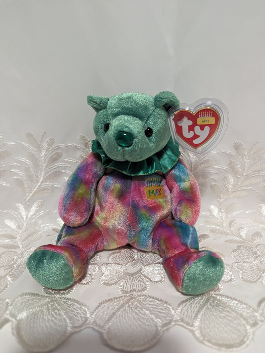 Ty Beanie Baby - May The Birthday Clown Bear (6in) - Vintage Beanies Canada