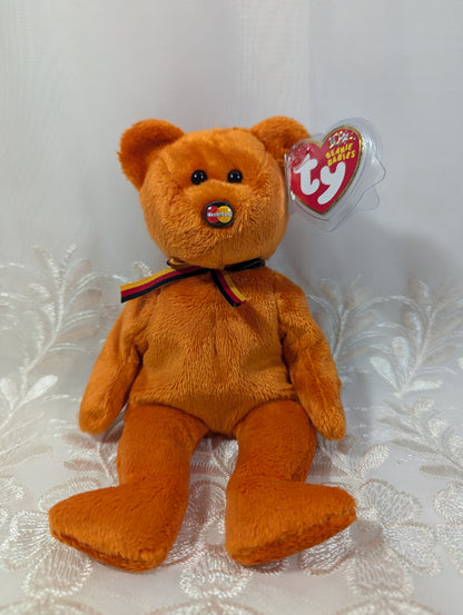 Ty Beanie Baby - M.C. Beanie III The orange MasterCard bear (8.5in) - Vintage Beanies Canada