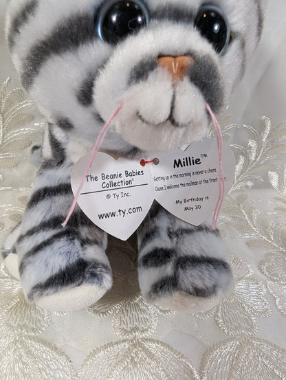 Ty Beanie Baby - Millie The Gray Tabby Cat (6in) - Vintage Beanies Canada