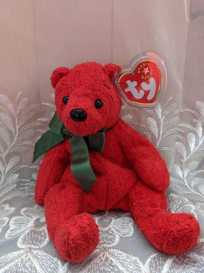Ty Beanie Baby - Mistletoe The Red Christmas Bear (7in) - Vintage Beanies Canada