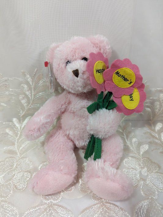 Ty Beanie Baby - Mom 2006 The Pink Mother's Day Bear Holding Flowers (8.5 in) - Vintage Beanies Canada