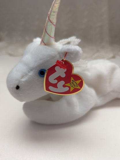 Ty Beanie Baby - Mystic The Unicorn (8in) Iridescent Horn, Coarse Mane - Vintage Beanies Canada