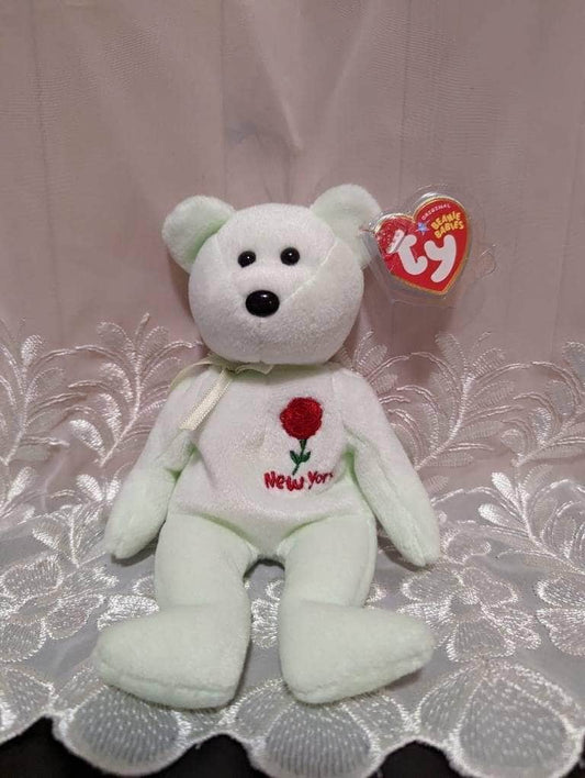 Ty Beanie Baby - New York Rose The Bear (8.5in) Non-mint Hang Tag - Vintage Beanies Canada