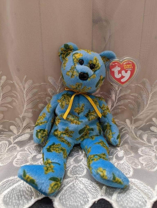 Ty Beanie Baby - Ocker The Bear Asia-Pacific Exclusive Floral Pattern Teddy (8.5in) - Vintage Beanies Canada