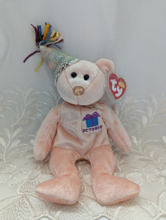 Ty Beanie Baby - October The Birthday Bear With Hat (8.5in) - Vintage Beanies Canada