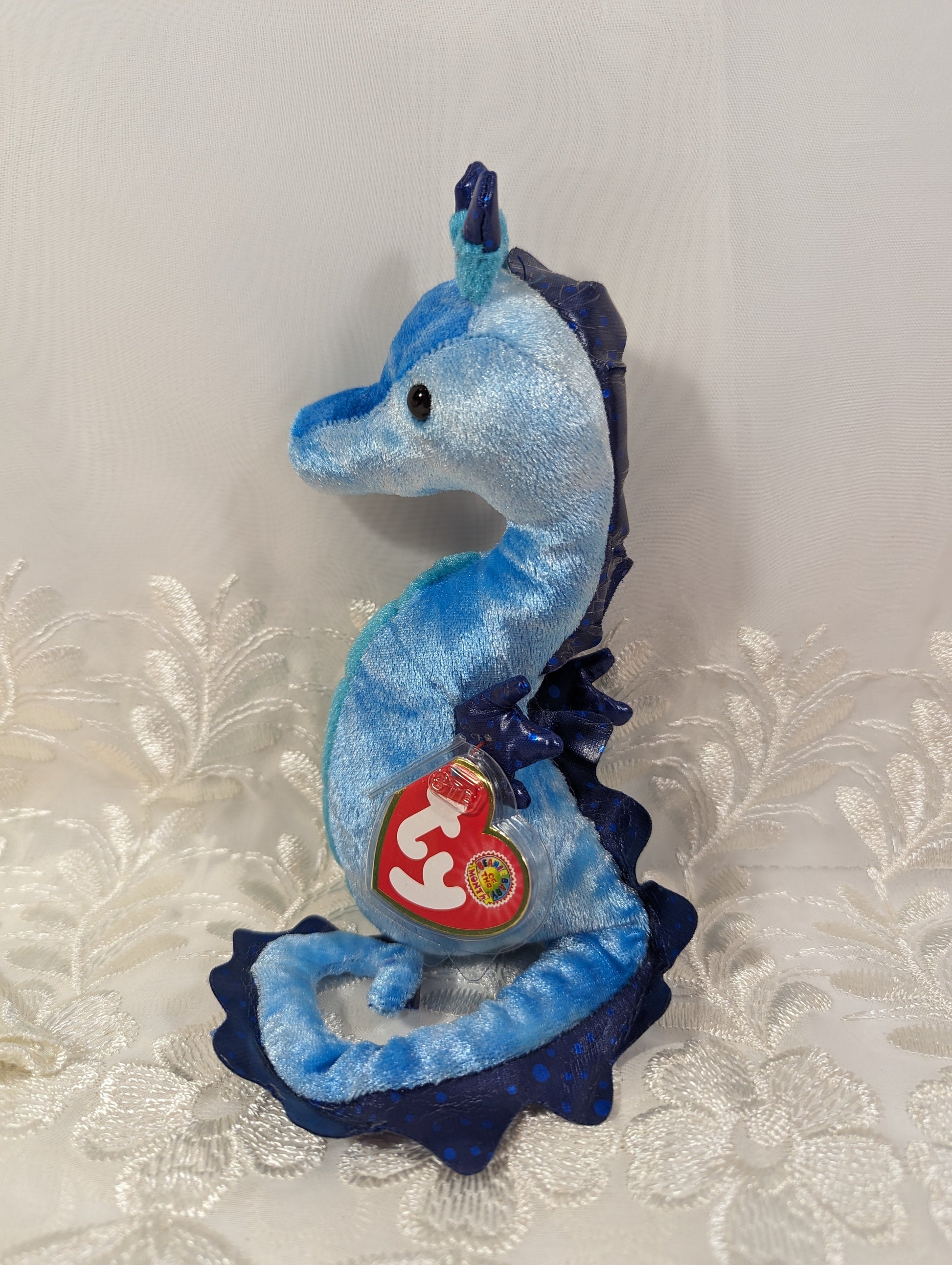 Ty Beanie Baby of the Month - Trident the Blue Seahorse (7in) June 2005 - Vintage Beanies Canada