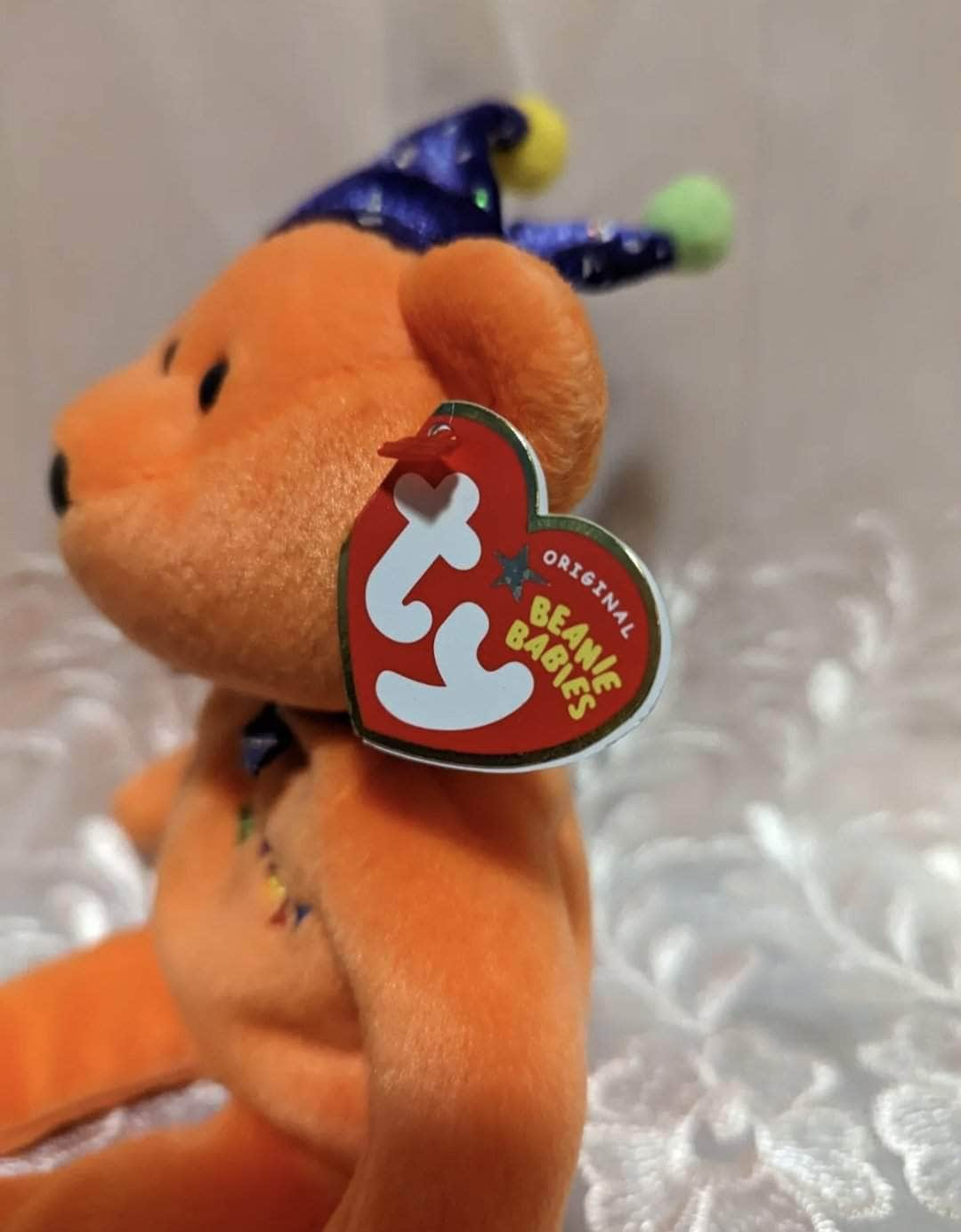 Ty Beanie Baby - Orange Happy Birthday Bear With Crown (9in) - Vintage Beanies Canada