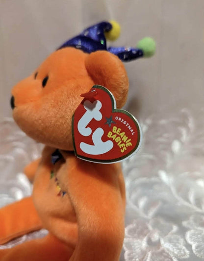 Ty Beanie Baby - Orange Happy Birthday Bear With Crown (9in) - Vintage Beanies Canada