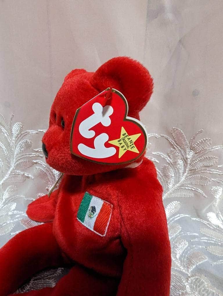Ty Beanie Baby - Osito the Red Mexico Bear with Mexican flag (8.5in) - Vintage Beanies Canada