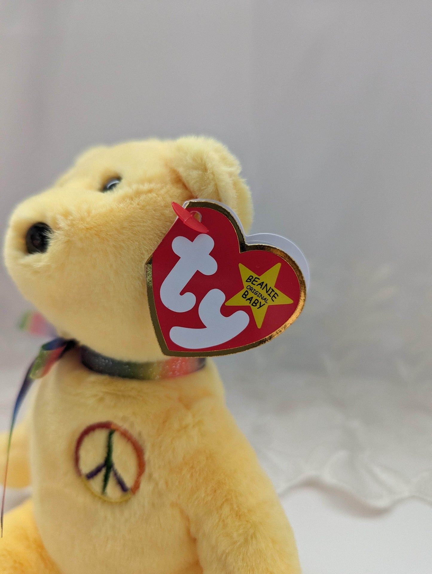 Ty Beanie Baby - Peace II The Yellow Bear - 30th Anniversary (8in) - Vintage Beanies Canada