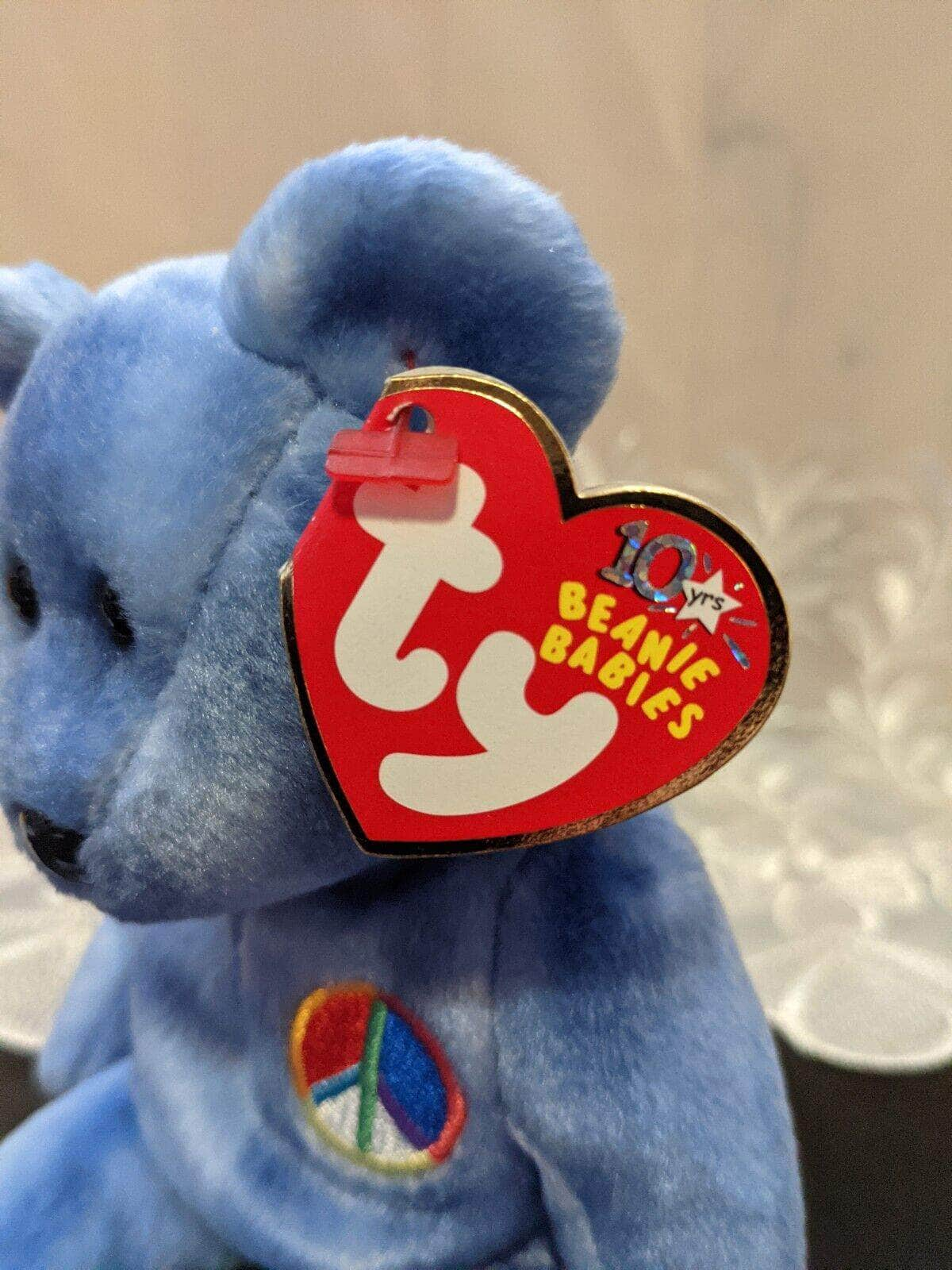 Ty Beanie Baby - Peace The Blue Bear (8.5in) - Vintage Beanies Canada