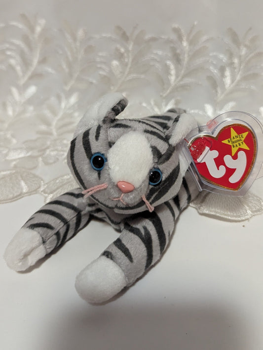 Ty Beanie Baby - Prance Silver Tabby Cat (8in) - Vintage Beanies Canada