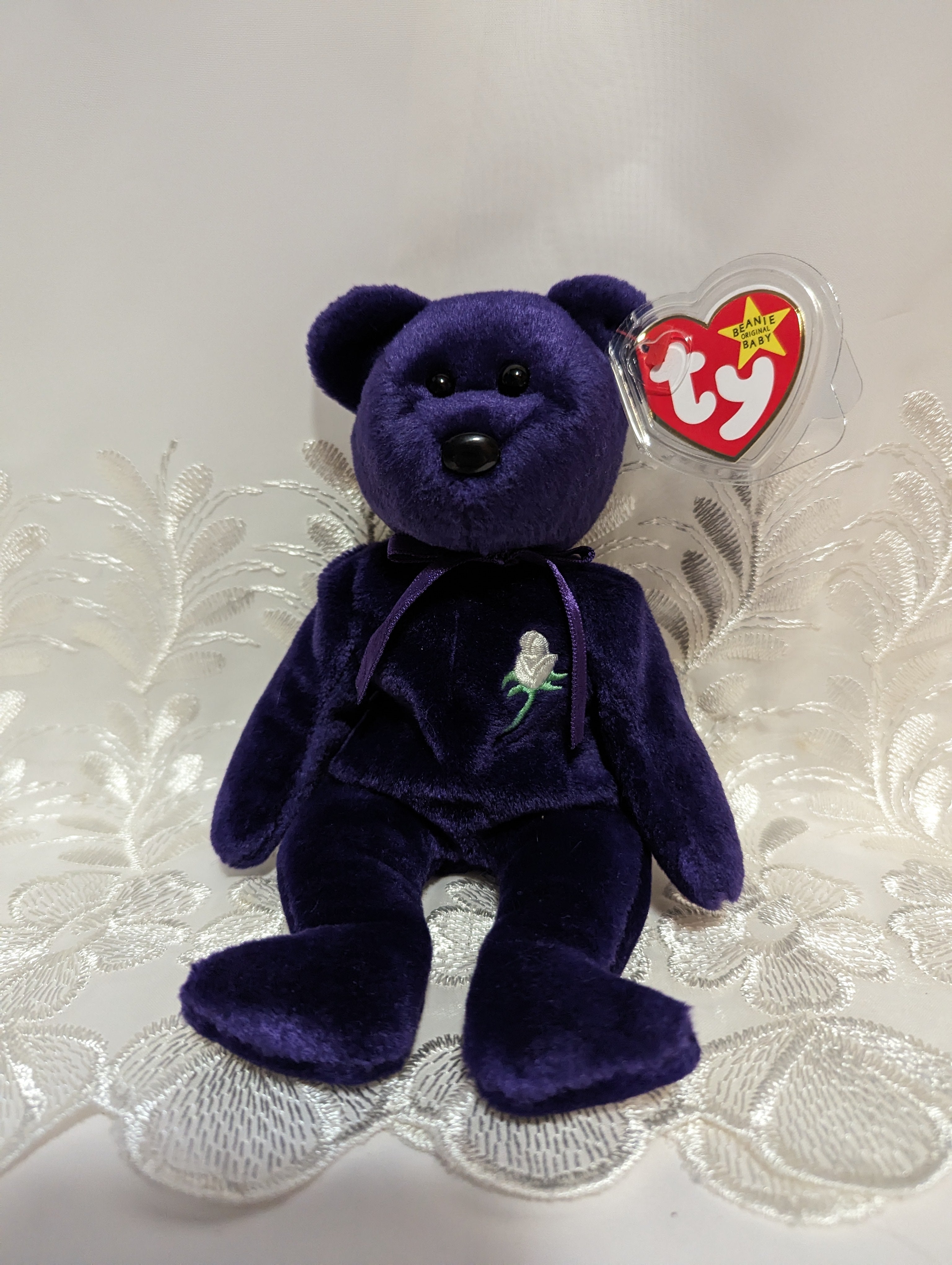 Purple princess fashion beanie baby bear