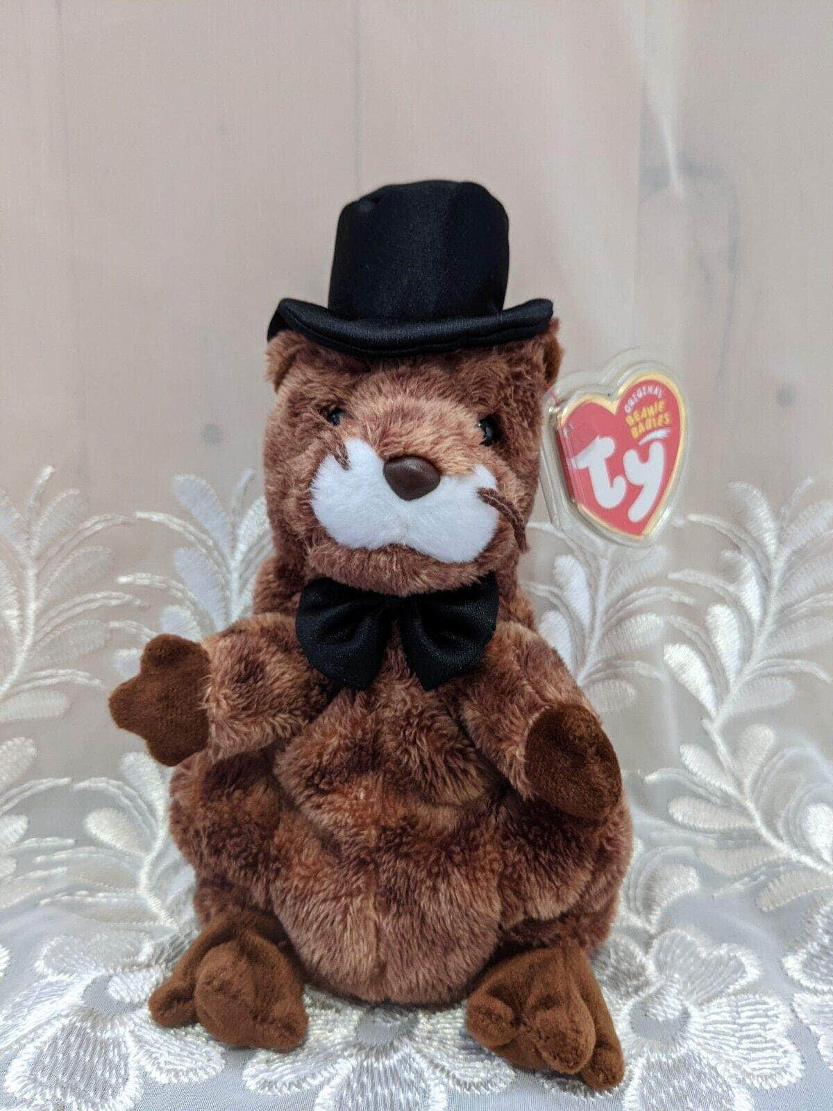 Ty Beanie Baby - PUNXSUTAWNEY PHIL 2004 the Groundhog w/ Top Hat (6.5in) - Vintage Beanies Canada