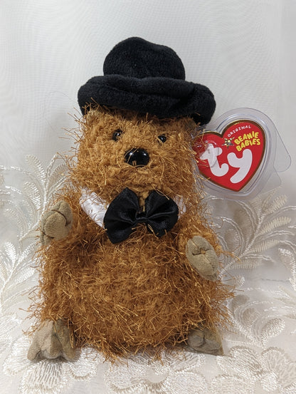 Ty Beanie Baby - Punxsutawney Phil 2005 the Groundhog W/ Hat (6.5in) - Vintage Beanies Canada