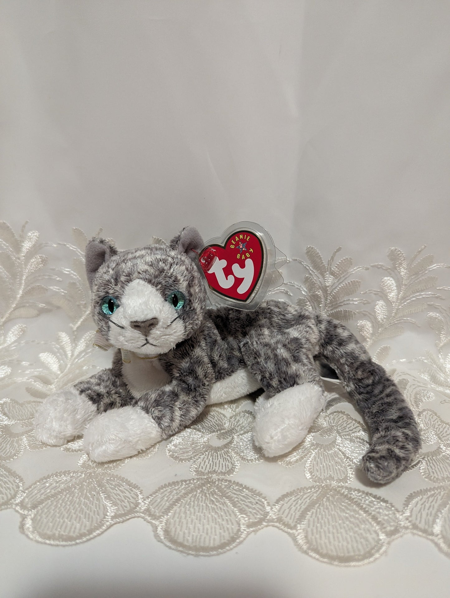 Ty Beanie Baby - Purr The Gray Tabby Cat (8in) - Vintage Beanies Canada