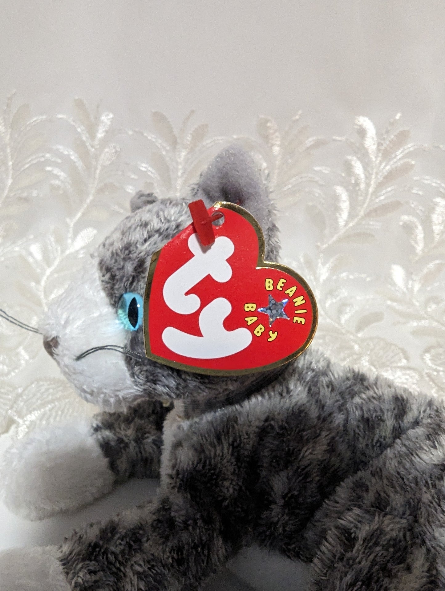 Ty Beanie Baby - Purr The Gray Tabby Cat (8in) - Vintage Beanies Canada