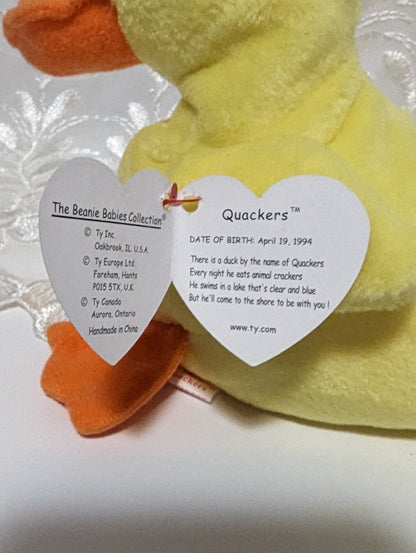 Ty Beanie Baby - Quackers The Duck (5.5in) - Vintage Beanies Canada