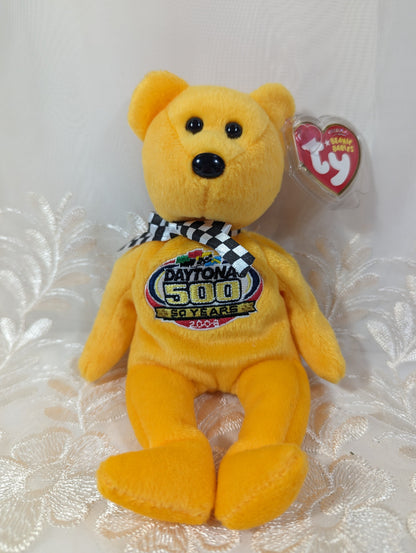 Ty Beanie Baby - Racing Gold the NASCAR bear (8.5in) - Vintage Beanies Canada