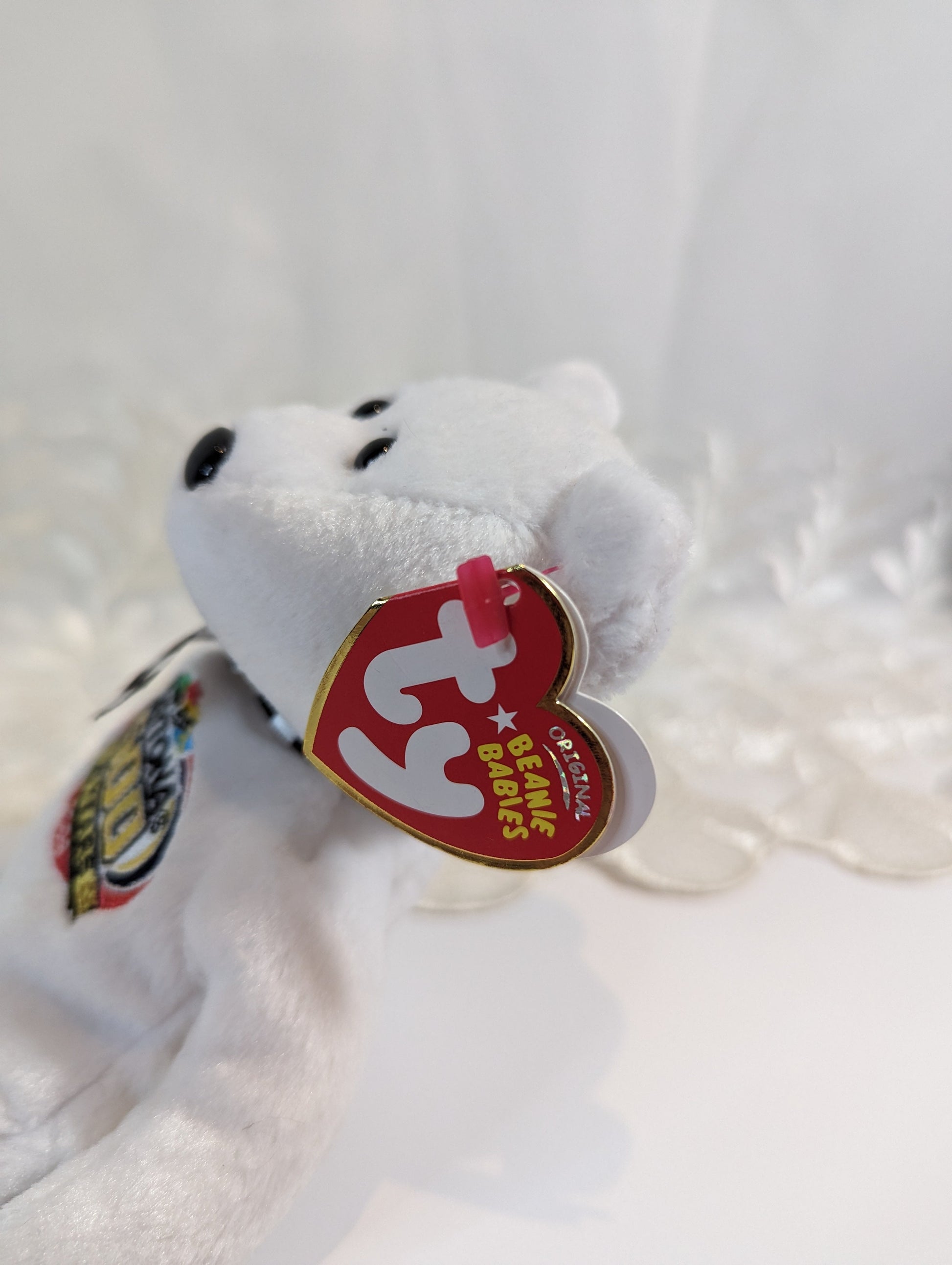 Ty Beanie Baby - Racing Gold the White Nascar Daytona 500 Bear (8.5 in) - Vintage Beanies Canada