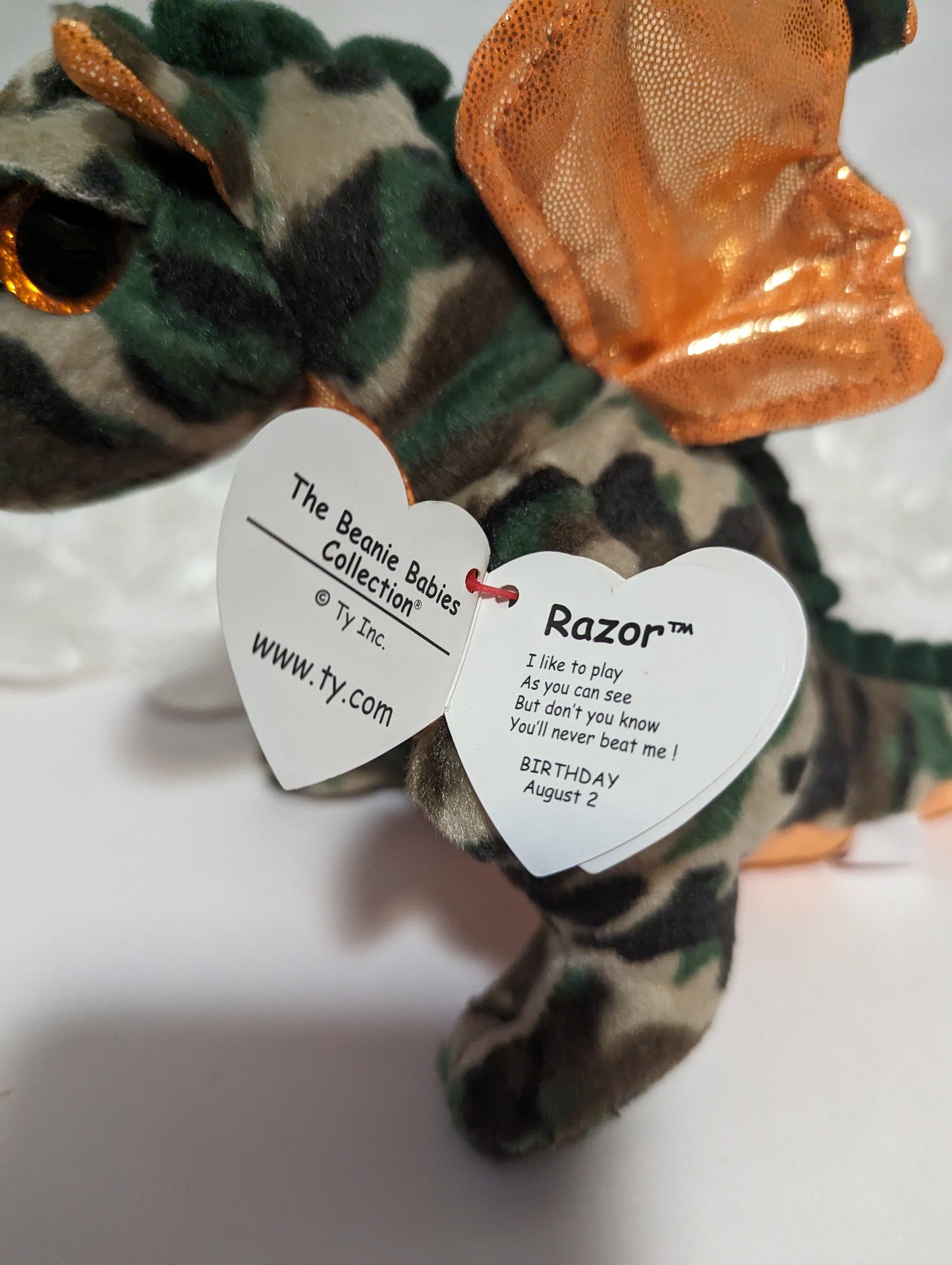 Ty Beanie Baby - Razor The Camouflage Dragon (6in) - Vintage Beanies Canada