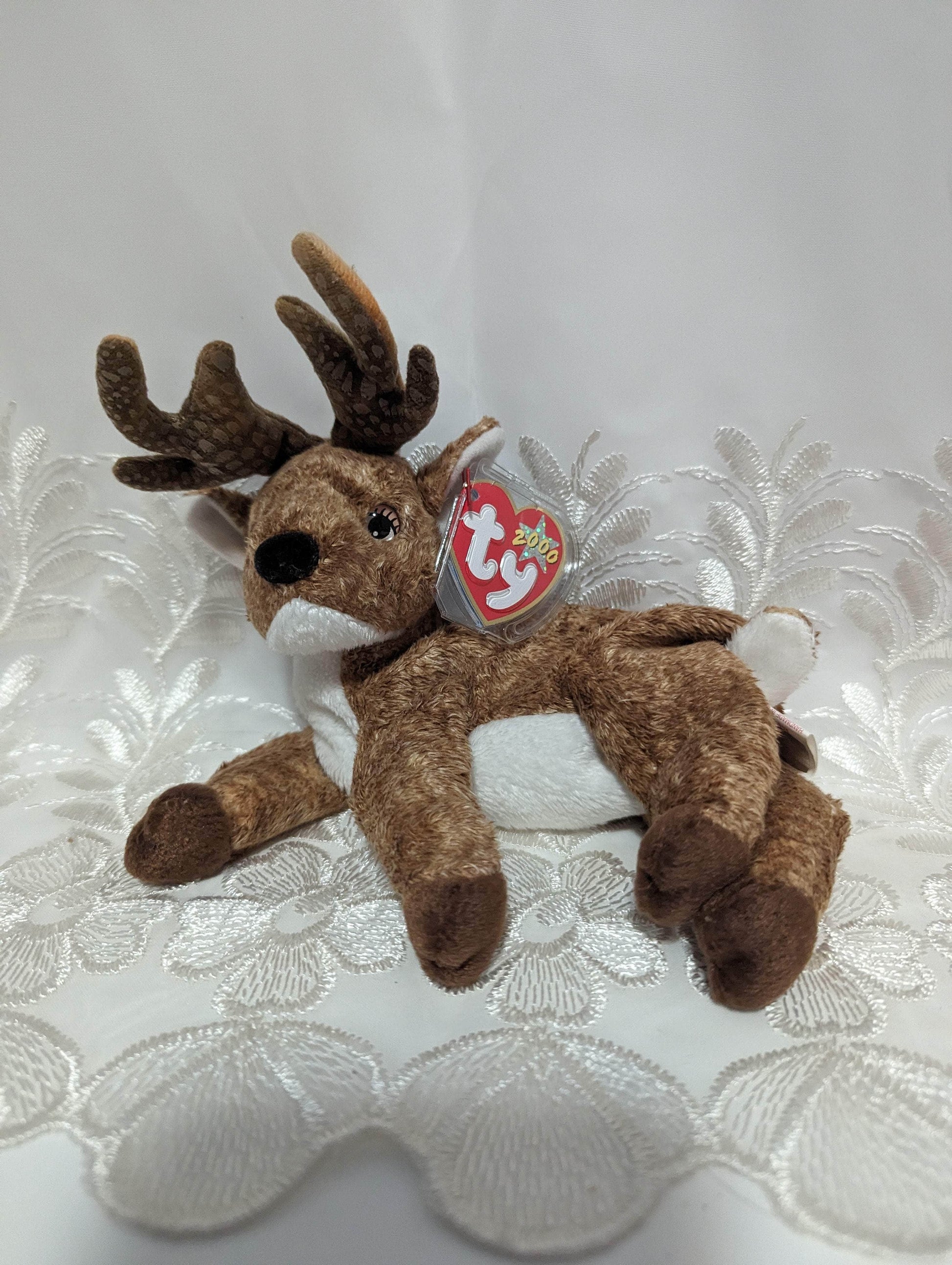 Ty Beanie Baby - Roxie The Reindeer With Black Nose (6in) - Vintage Beanies Canada