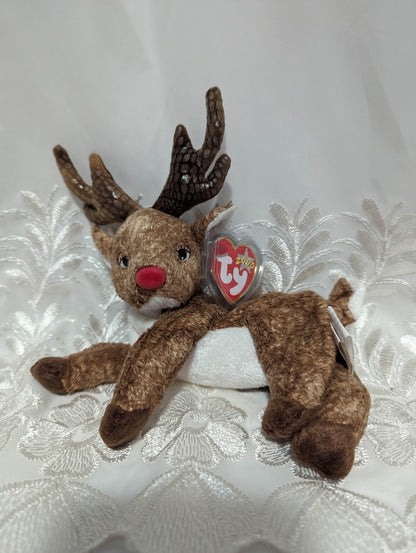 Ty Beanie Baby - Roxie The Reindeer With Red Nose (6in) - Vintage Beanies Canada