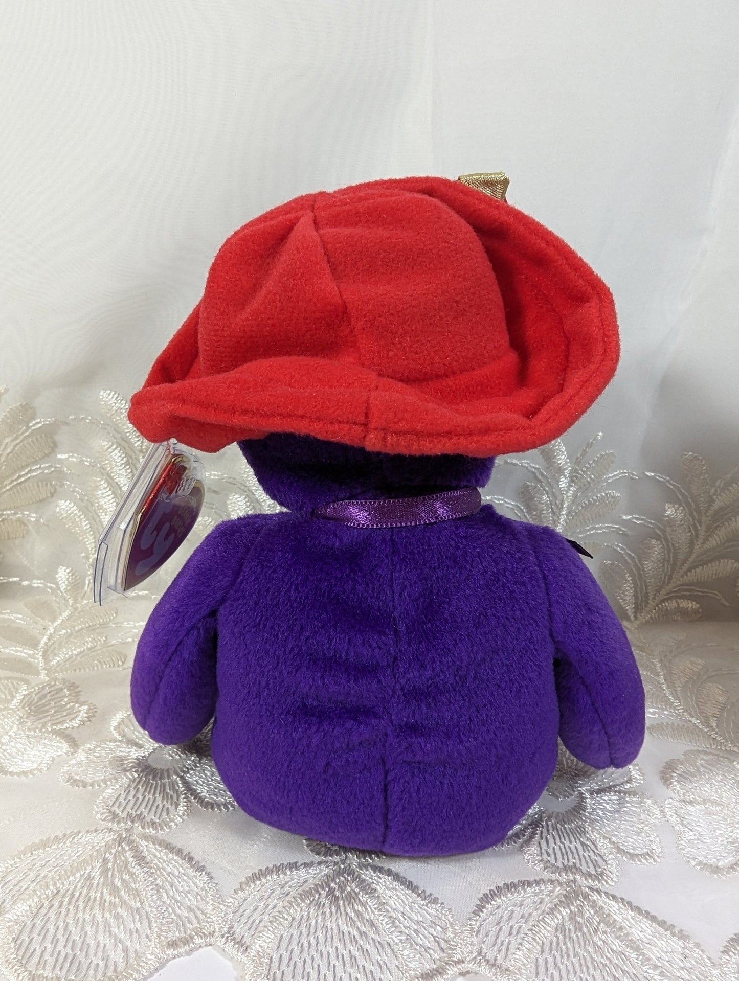 Ty Beanie Baby - Ruby The Purple Bear With Red Hat (9in) - Vintage Beanies Canada