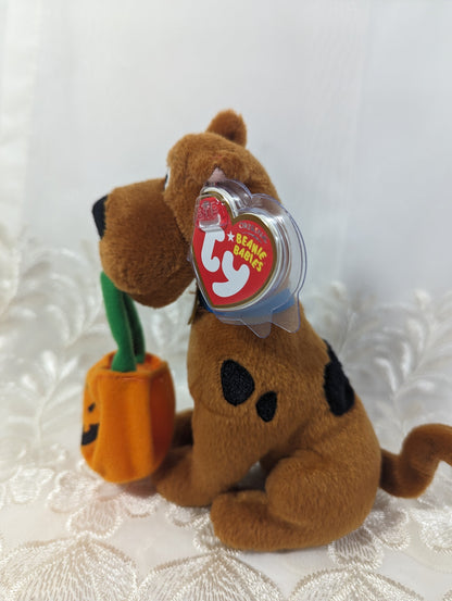 Ty Beanie Baby - Scooby - Doo the dog holding Halloween pumpkin (7 in) - Vintage Beanies Canada