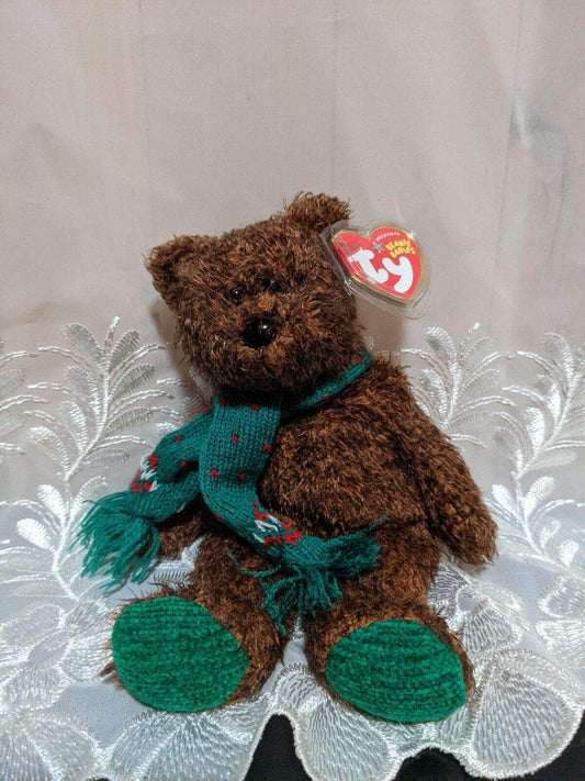 Ty Beanie Baby - Seasons Greetings The Bear With Green Scarf (8.5in) - Vintage Beanies Canada