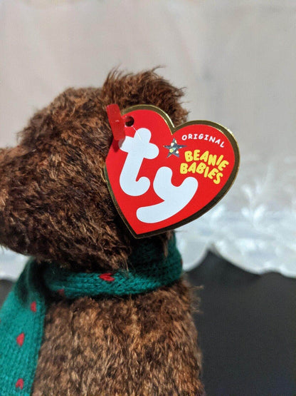 Ty Beanie Baby - Seasons Greetings The Bear With Green Scarf (8.5in) - Vintage Beanies Canada