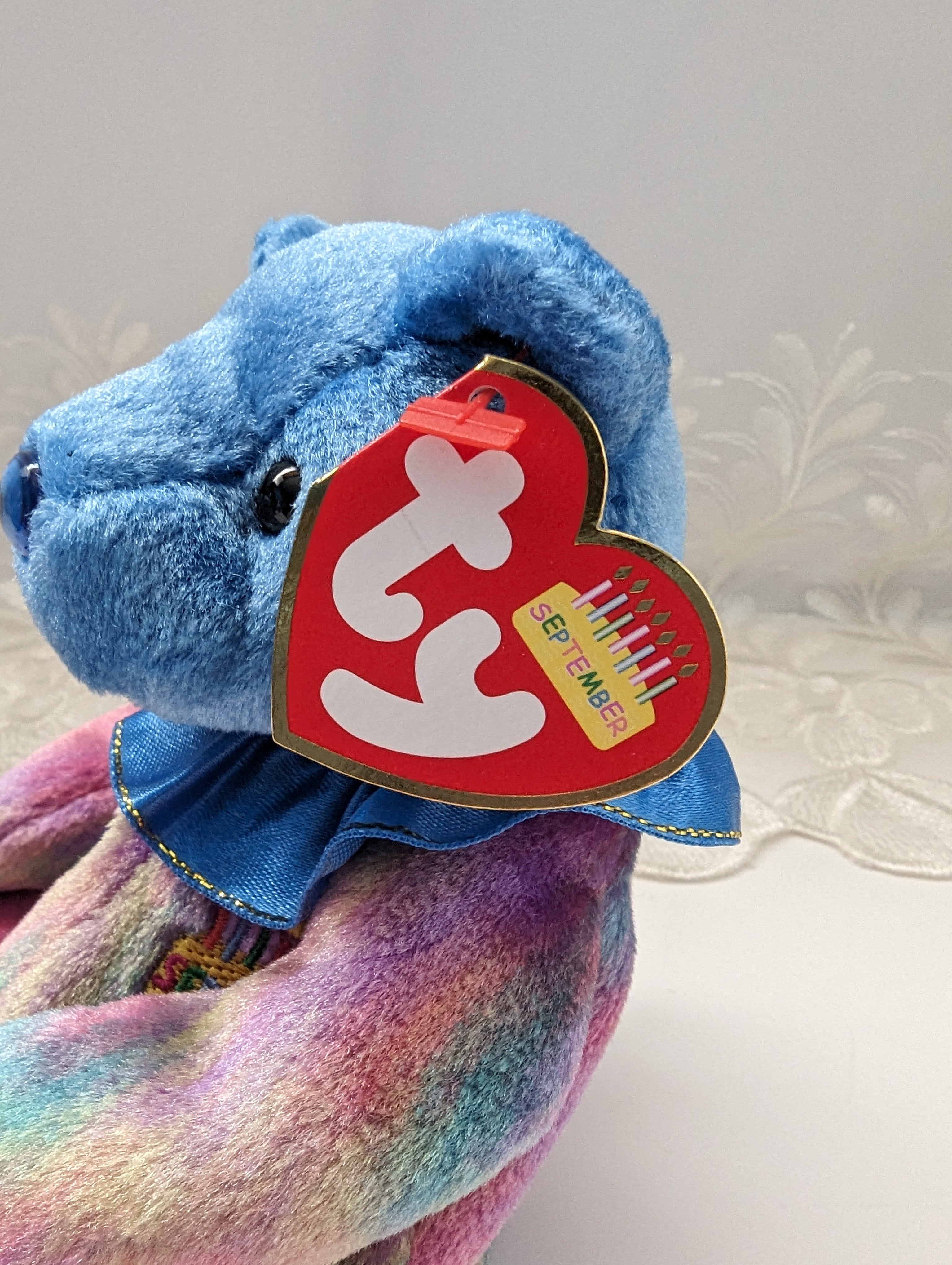 Ty Beanie Baby - September The Birthday Clown Bear (6in) - Vintage 