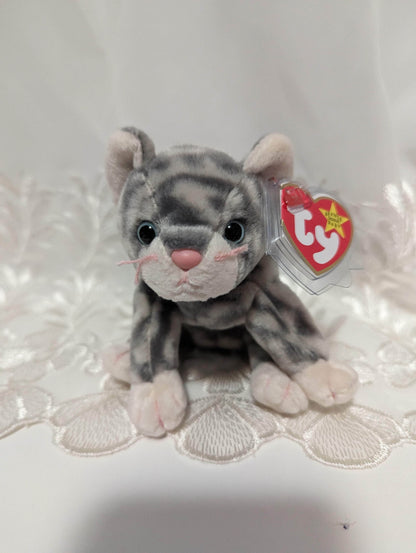 Ty Beanie Baby - Silver The Tabby Cat (6in) - Vintage Beanies Canada