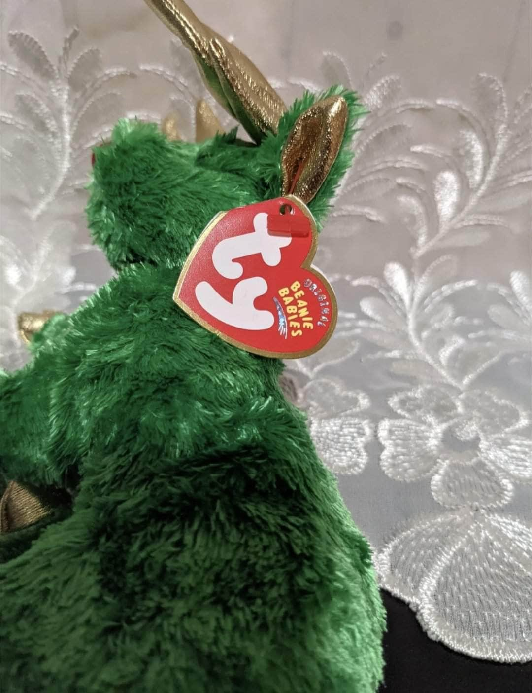 Ty Beanie Baby - Sleighbelle The Green Reindeer Christmas (6in) - Vintage Beanies Canada