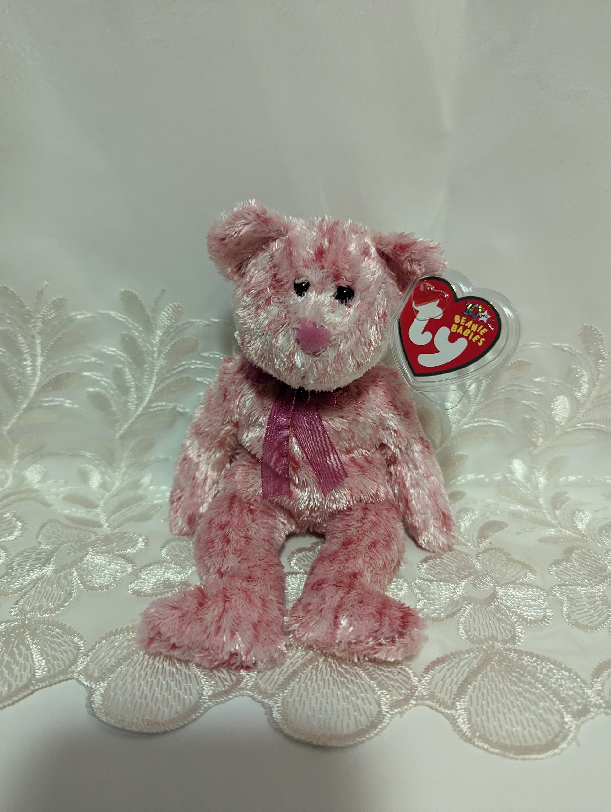 Ty Beanie Baby - Smitten The Bear With Pink Nose (8.5in) - Vintage Beanies Canada