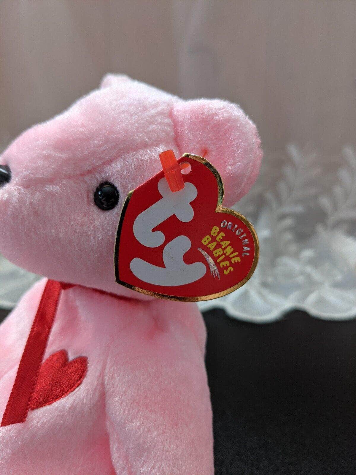 TY Beanie Baby - Smooch-e the Pink Bear (8 in) - Vintage Beanies Canada