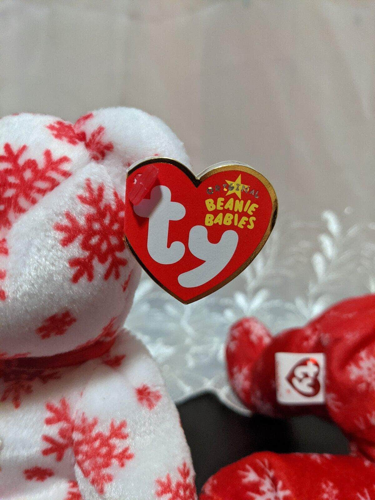 Ty Beanie Baby - Snowbelles The Red & White Christmas Bears (Sold As Set) Near Mint - Vintage Beanies Canada