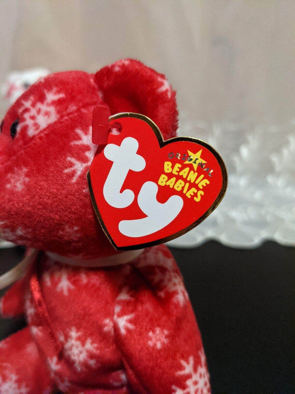 Ty Beanie Baby - Snowbelles The Red & White Christmas Bears (Sold As Set) Near Mint - Vintage Beanies Canada